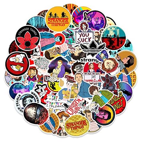 Stranger Funny Things Aufkleber Pack (100 Stück) Vinyl Aufkleber für Wasserflaschen, Laptops, Autos, Skateboards, Höhlendekorationen für Männer, wasserdichte Rockmusik-Aufkleber Cover
