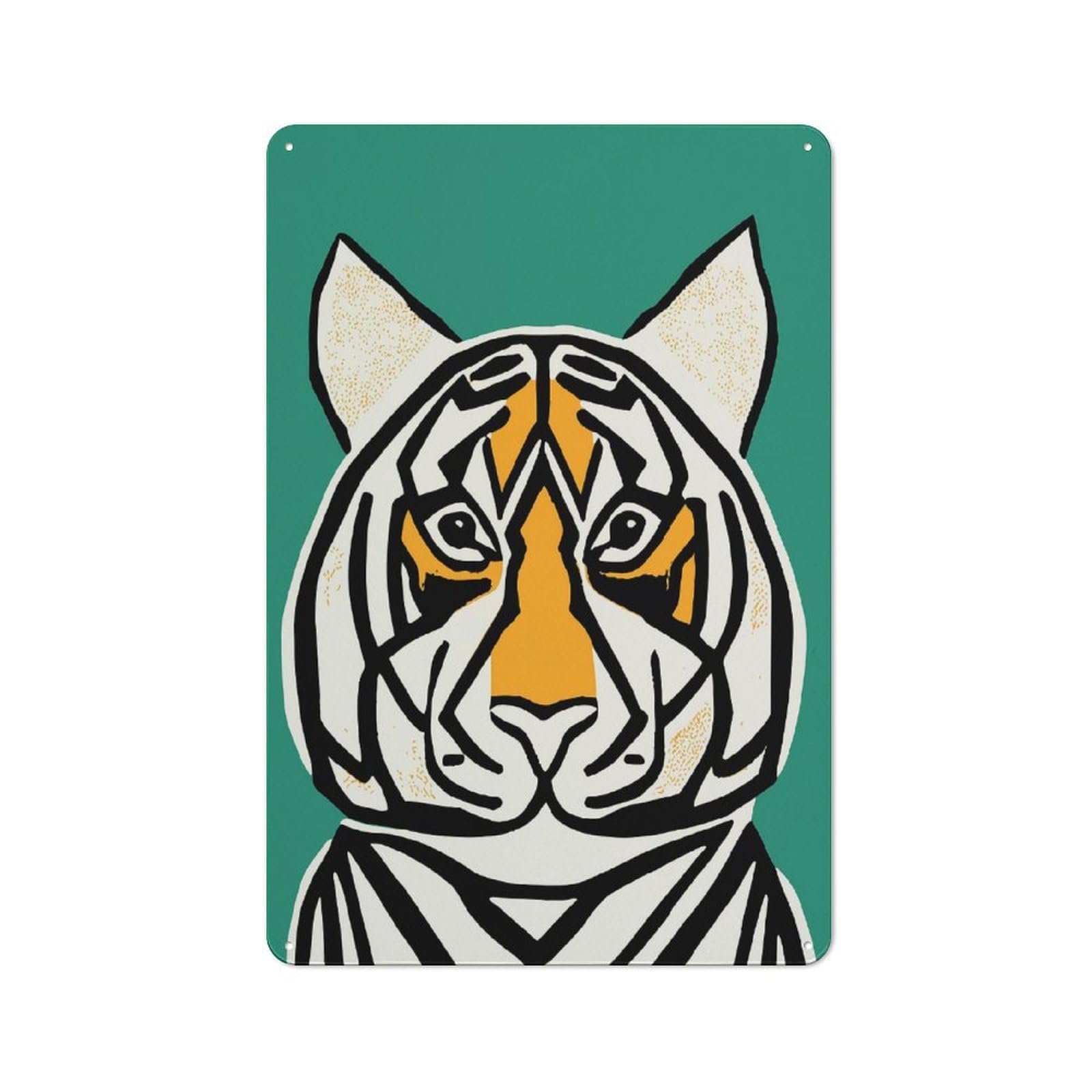 Junmoney Style-4 Cute Tropical Tiger Rustic Metal Plaque 30X20cm For Café Or Restaurant, Wall Decor For People Reorganising Café And Restaurant