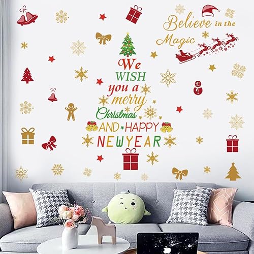 Miniatura 6 de Calcomanías de pared con citas de Feliz Navidad, calcomanías de vinilo para decoración de pared, calcomanías de ventana de Navidad, calcomanías para
