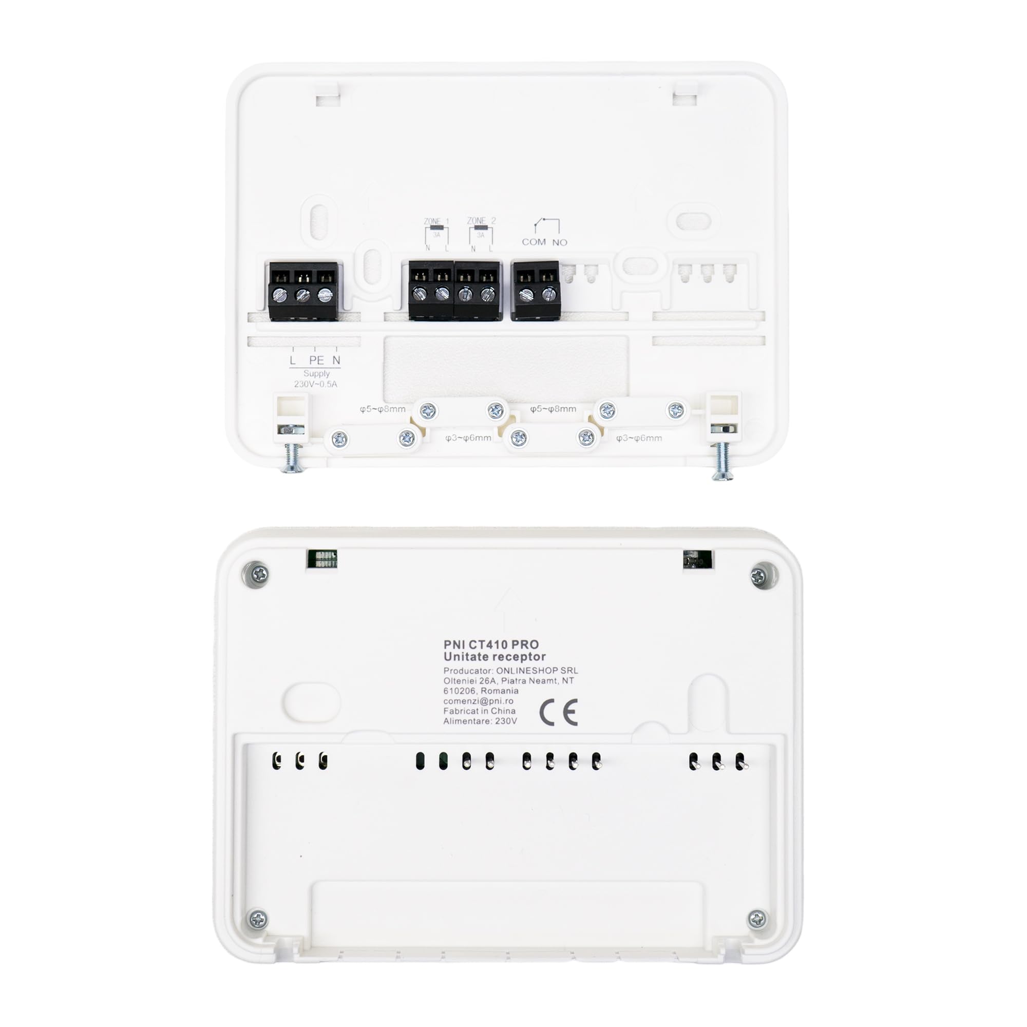 Termostato Inteligente PNI CT410 Pro inalámbrico, con Wi-FI, Control de 2 Zonas vía Internet, para Sistemas de calefacción, Bombas, electroválvulas, TuyaSmart App, histéresis 0,2 Grados C