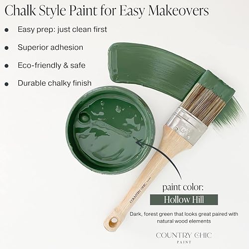 Miniatura 2 de Paquete de pintura estilo tiza + cera para muebles, decoración del hogar, manualidades (color Hollow Hill 4 onzas, verde oscuro)