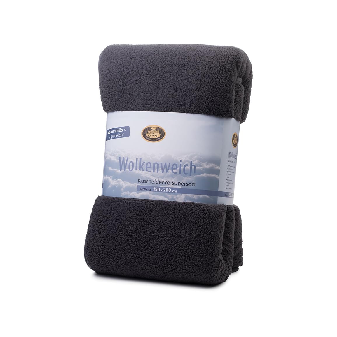 Gözze - Wolkenweich Kuscheldecke, Schaffellimitat, 100% Polyester (Mikrofaser), 150 x 200 cm - Anthrazit