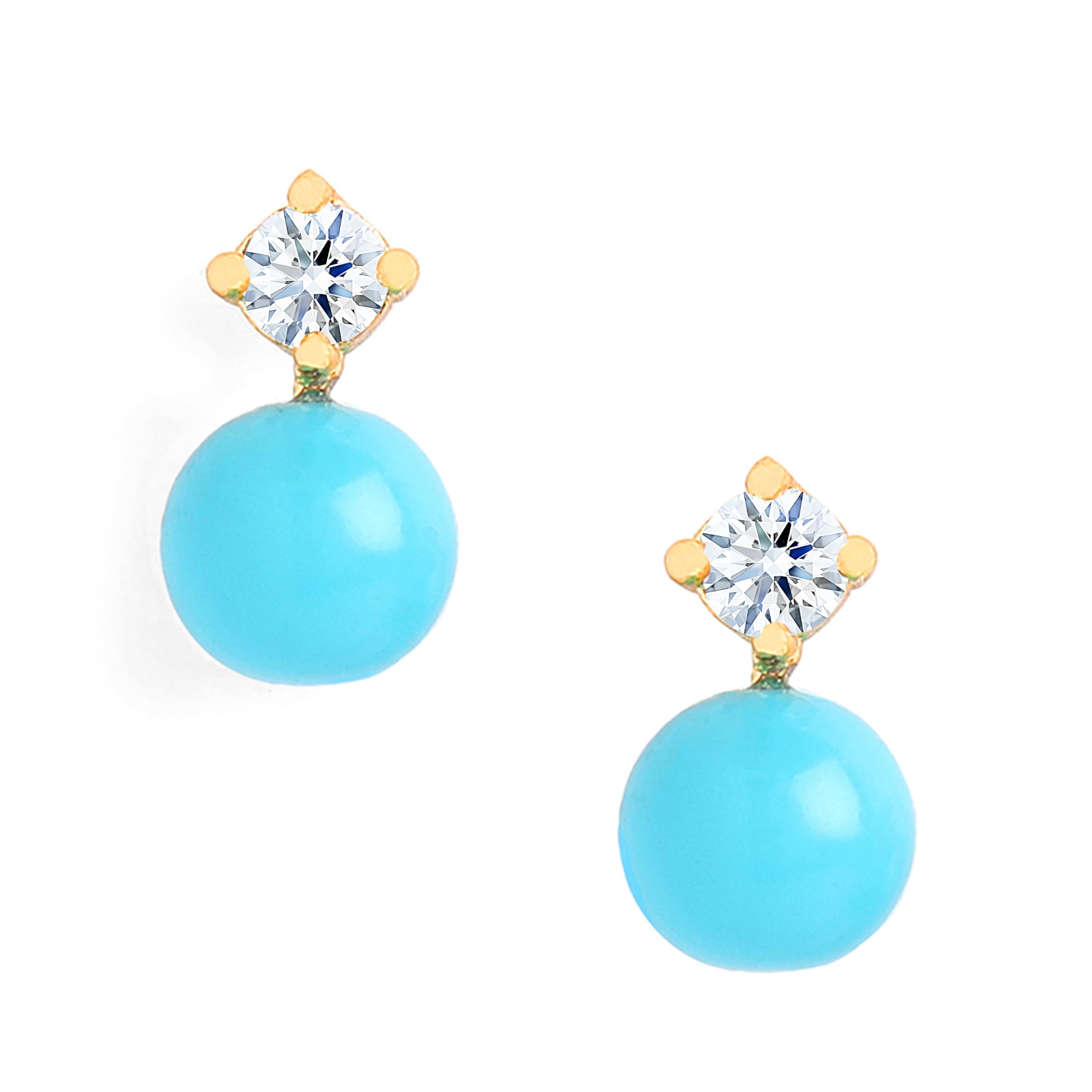 MINUTIAE Solitaire Crystal Diamond Turquoise Zirconia Earrings | Fashion Jewellery For Women and Girls (Gold) (B0CR1D8NND) Amazon Price History, Amazon Price Tracker