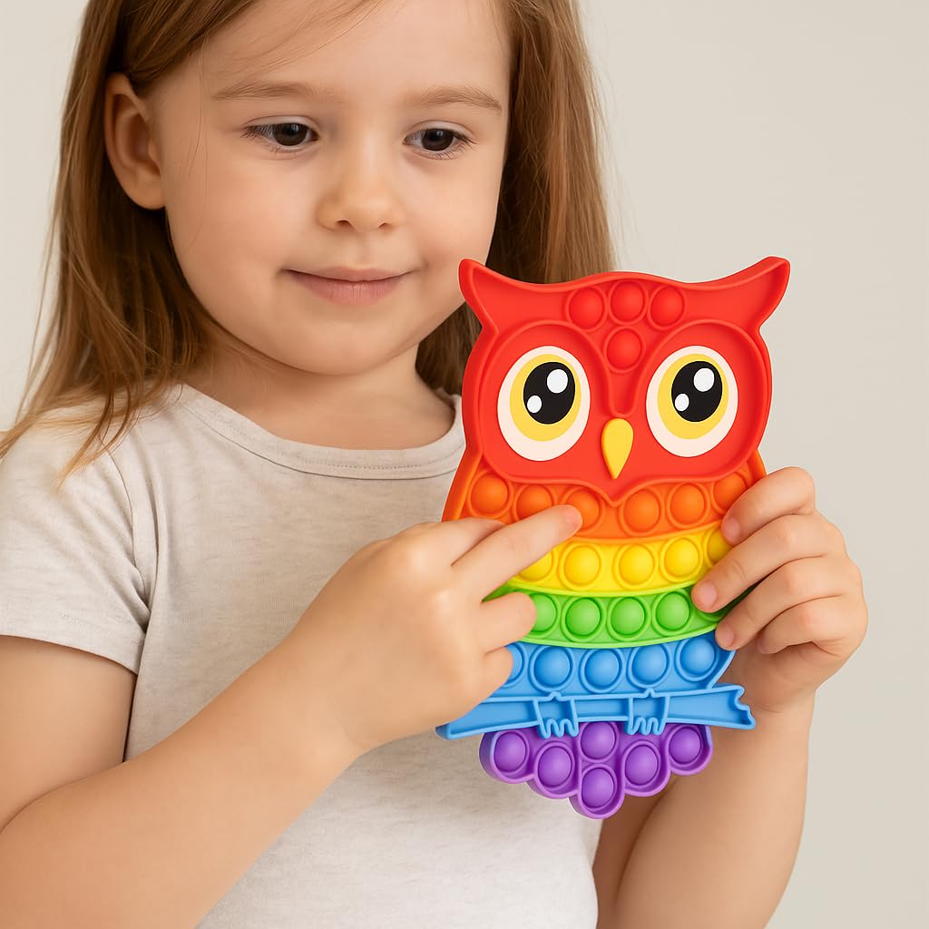 Ranzah Pop Fidget Toy Push Pop Bubble Sensory Toy For Kids And Adults Travel Poppet Toy Squishy Toy For Gifts & Parties ADHD Stress & Anxiety Relief Toy Squeeze Toddler Toy (Owl) - Image 2