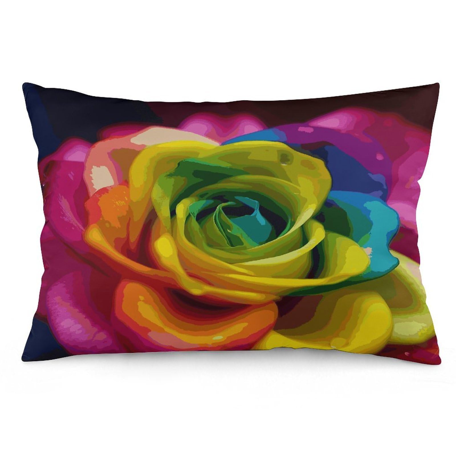 Rainbow Flower Throw Pillow Covers with Silent Zipper Polyester Pillow Protectors Removable Pillow Cases Soft Pillowcase Cozy Pillow Sham Cushion Cover for Sofa Car Bed 16 "x24