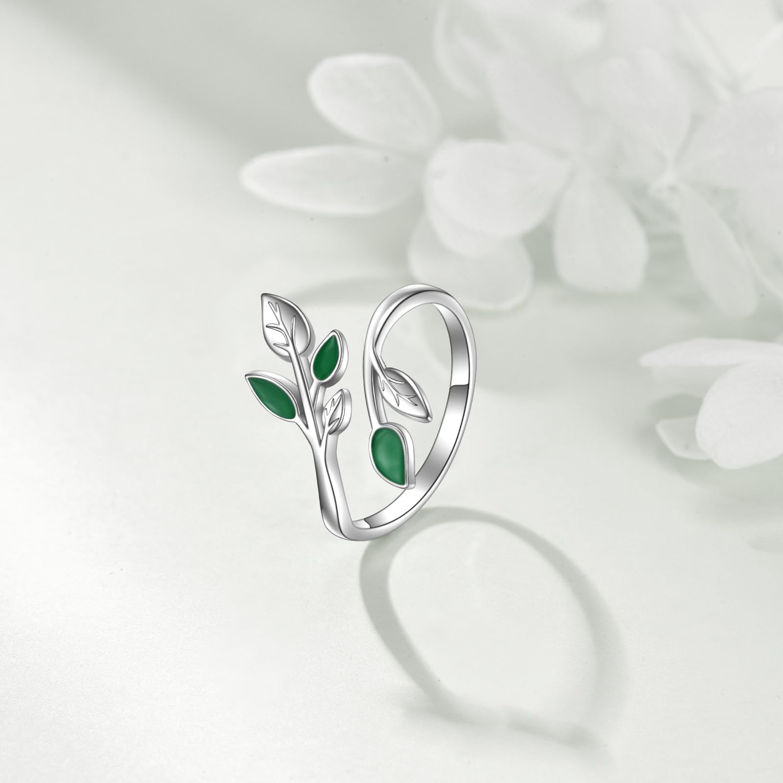 VONALA Blattring da donna, in argento sterling 925, regolabile, anello per pollice, foglia, regalo per donne, amici, famiglia