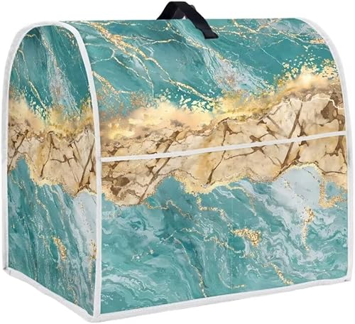 Cubierta antipolvo con estampado de mármol verde azulado para máquina exprimidora, compatible con Kitchen Aid Bowl Lift de 6 a 8 cuartos de galón,