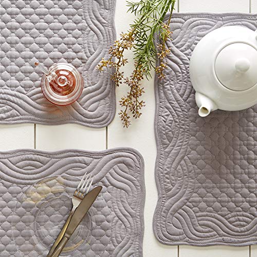 Dii Quilted Farmhouse Collection Tabletop, Placemat Set, Gray, 6 Piece #TOP2