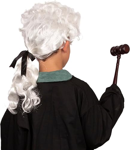 Vista 4 de Tigerdoe Disfraz de juez para niños, juego de 3 piezas de juez para niños, accesorios de disfraz de juez, disfraz de Halloween para niños, peluca