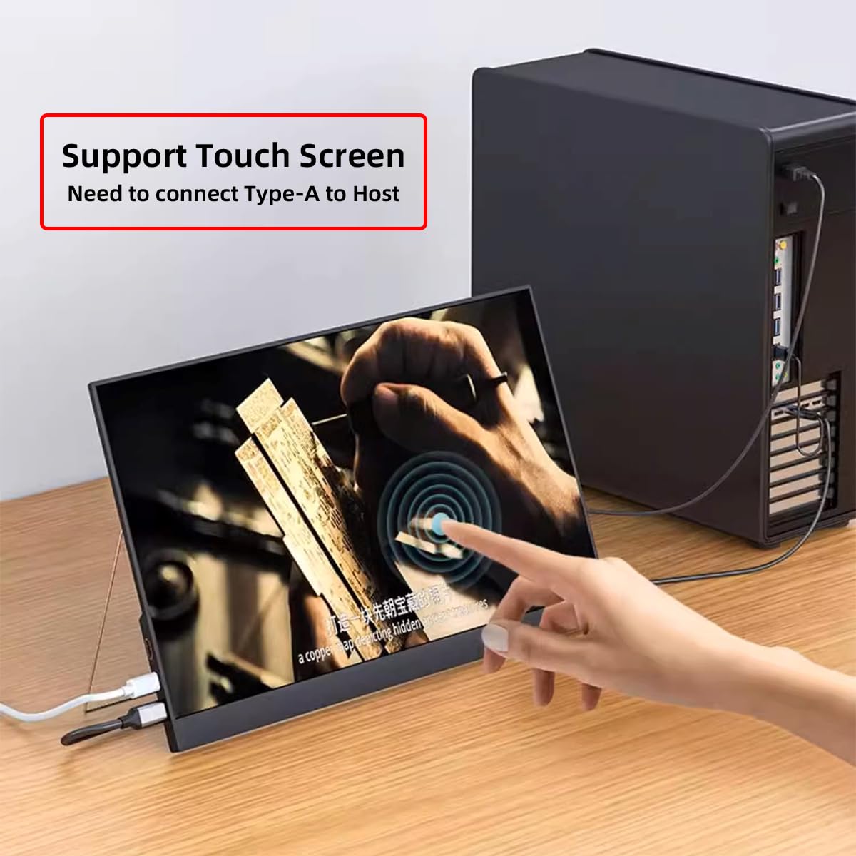 CY Cavo HDMI 4K invertito da sorgente a tipo C USB-C touch screen maschio HDTV per monitor laptop 2,0 m