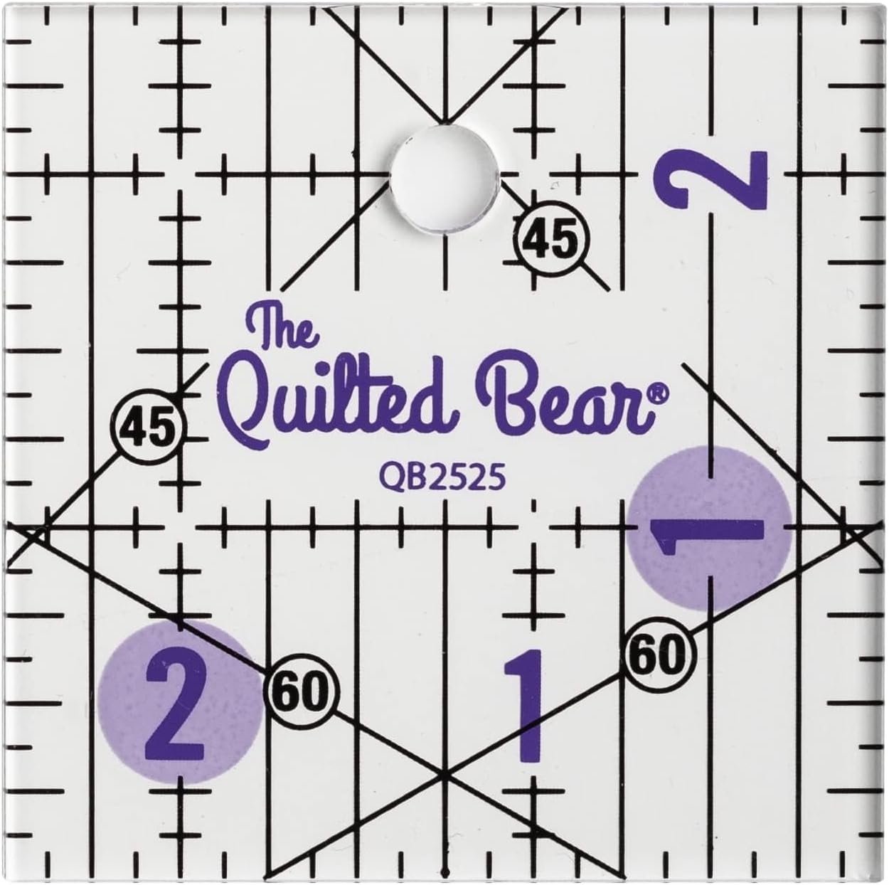 Quilting Rulers - Transparent Acrylic Non Slip Quilting, Patchwork & Sewing Ruler with Clear Black Lines & 30, 45 & 60 Degree Angles for Perfect Accuracy & Precision (2.5" x 2.5")