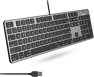 Macally Slim USB Wired Keyboard for Mac - Full Size Apple Key Board - Scissor Keycaps for Mac mini, MacBook Pro, MacBook Air, iMac Keyboard USB C.