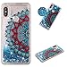 Produktbild Miagon Flüssig Hülle für Xiaomi Redmi Note 6 Pro,Glitzer Weich Treibsand Handyhülle Glitter Quicksand Silikon TPU Bumper Schutzhülle Case Cover-Blau Mandala Blume