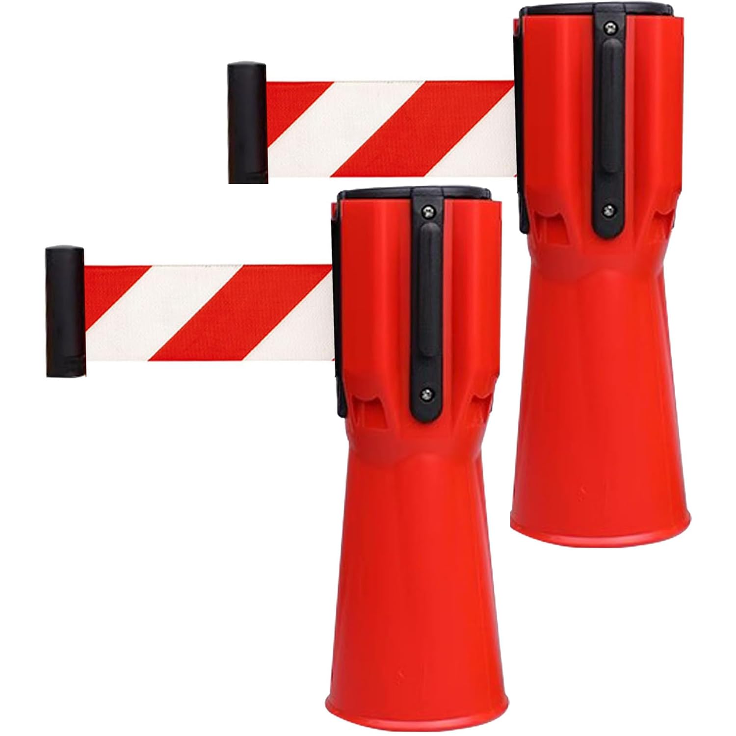 2 Stück Einziehbares Absperrband für Absperrkegel - Verkehrskegel Absperrband, Leitkegel-Aufsatzband für Verkehrsabsperrung und Baustellensicherheit(5 Meter)
