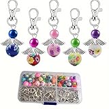 Homequarry 30 Stück Engel für die Braut Charms DIY Set – bunte Polymer Clay Perlen mit Engelsflügeln als liebevolle Gastgeschenke, Schlüsselanhänger & Hochzeitsdeko