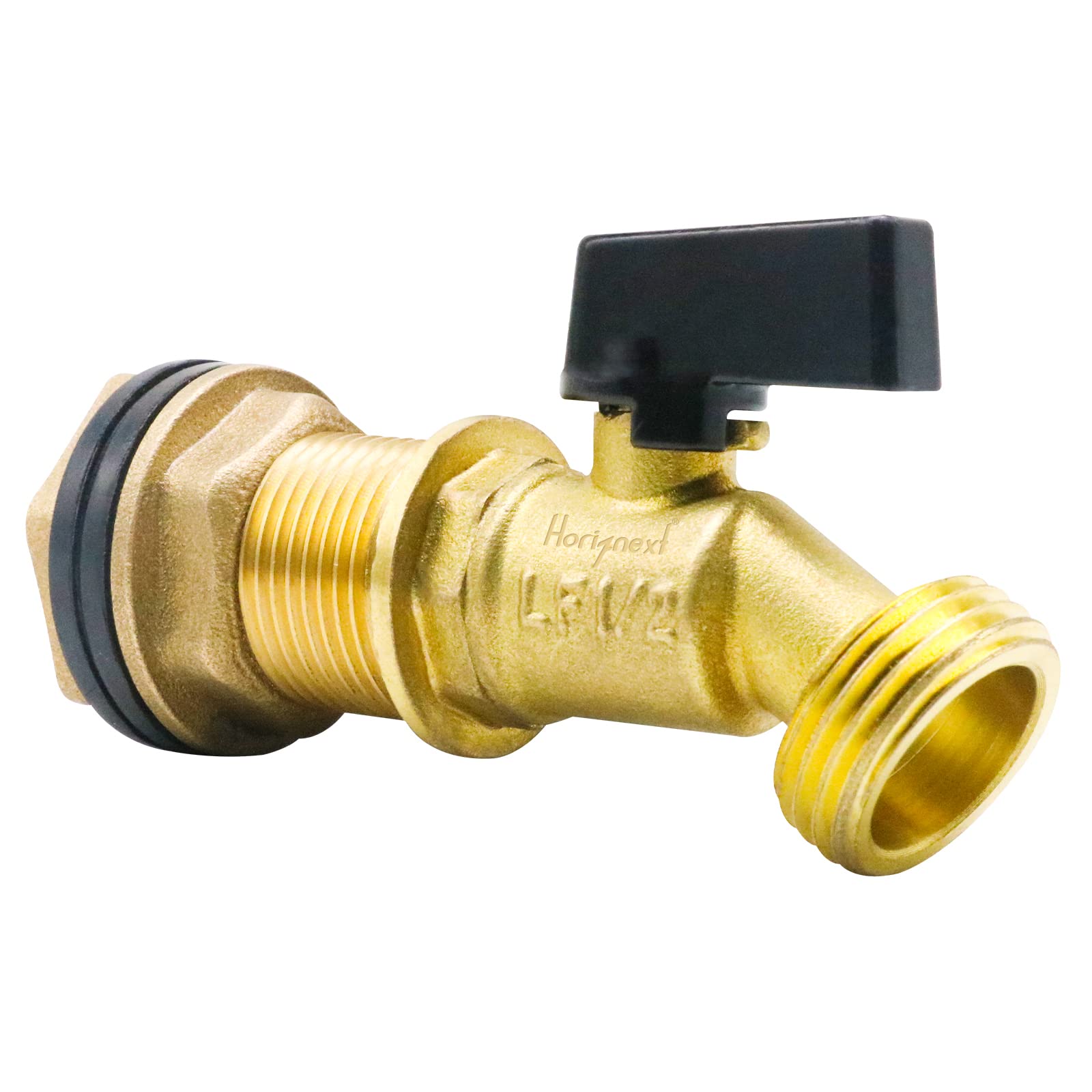 Horiznext 3/4 inch rain Barre Bulkhead Spigot kit, Connect Garden Hose, Brass Valve Faucet for Outdoor Water Bucket rainwater Tank(1 pc)