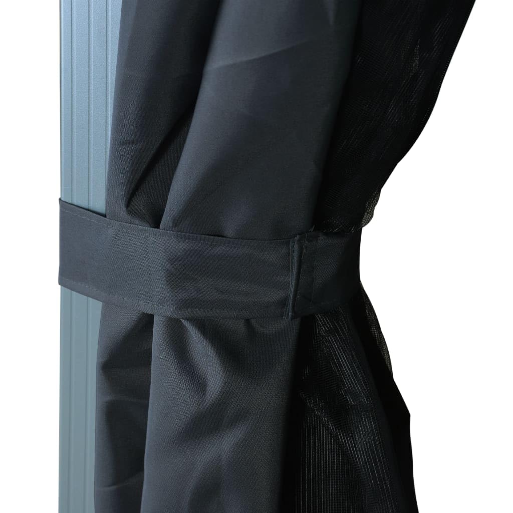 Generico Gazebo con Tende e Luci LED 300x300 cm Antracite in Alluminio,Antracite,39.69kg,3070333