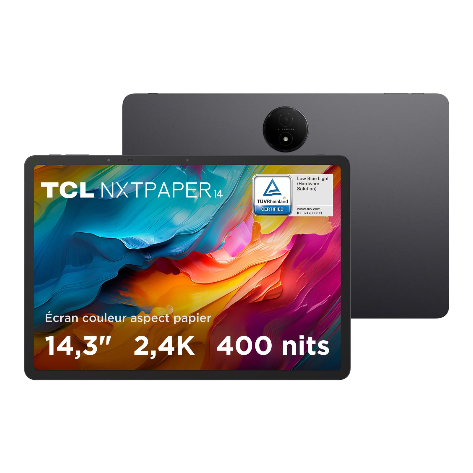 TCL NXTPAPER 14 - Tablette Wi-FI Display NXTPAPER de 14 Pouces 16 Go de RAM (Extension de 8 Go Plus 8 Go de RAM) 256 Go de ROM Batterie 10 000 mAh avec Charge Rapide 33 W - Batterie Incluse, Gris