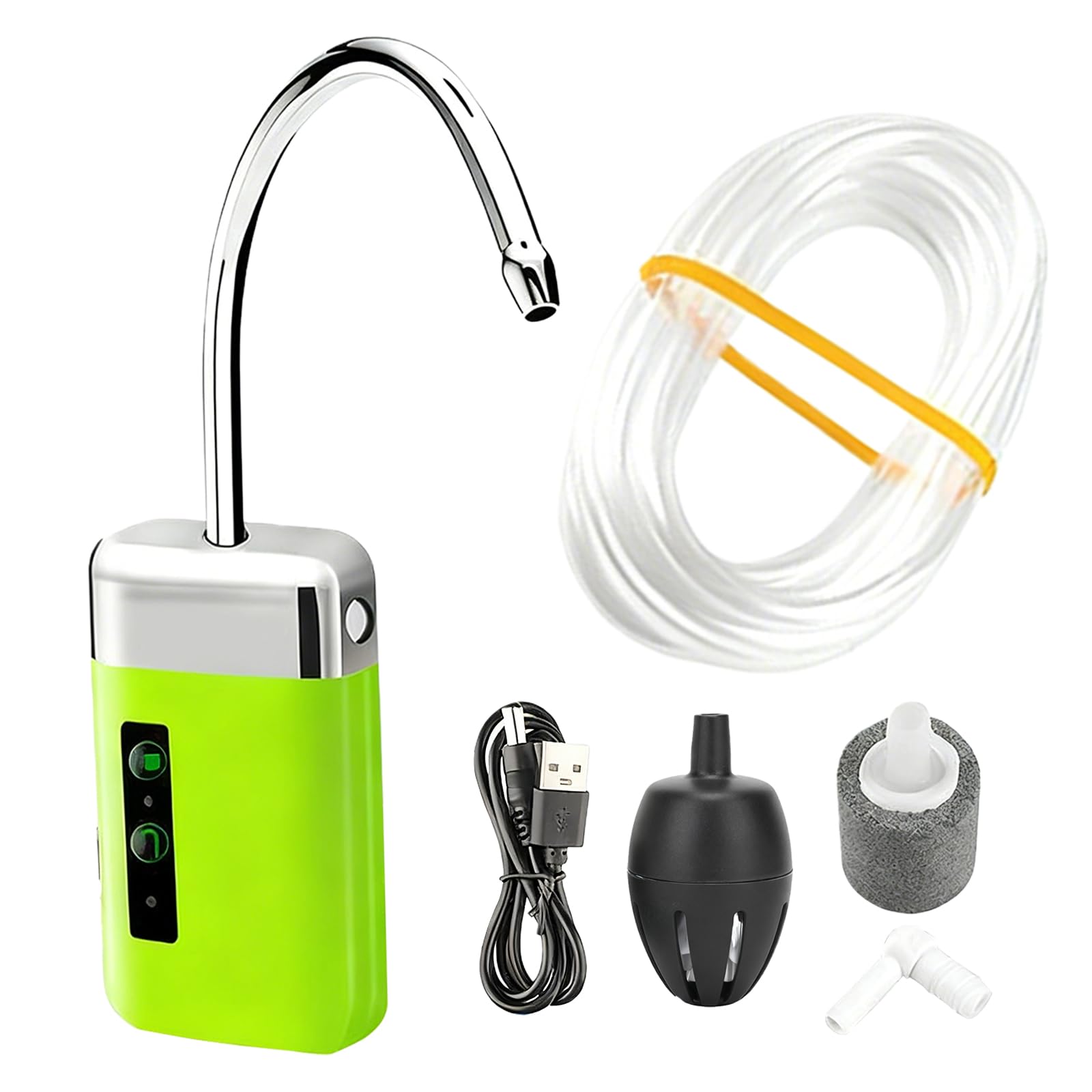 GOMETY Pompe à oxygène de pêche, rechargeable par USB, 3 modes, avec capteur intelligent, pour la pêche, le lavage des mains, la pêche, le lavage des mains, triple filtration, accessoires d'extérieur