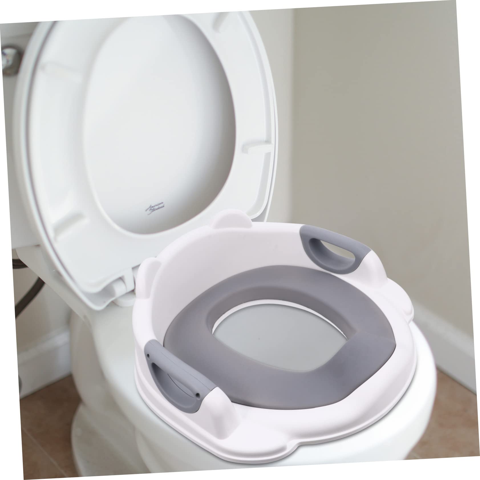 VICASKY 1pieza Asiento De Inodoro Cojín Pu y Asas Antideslizantes Elevador De Wc Para Adaptador De Entrenamiento Para Baño Instalación y