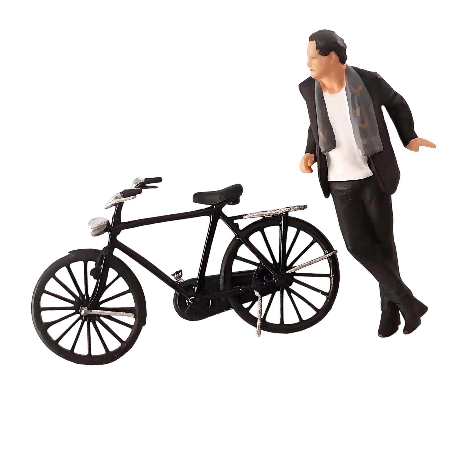 Hredyqw Gentleman Bike Figures Model 1:64 Hand Painted Miniature Figure for Miniature Scenes Dioramas Props,Layout