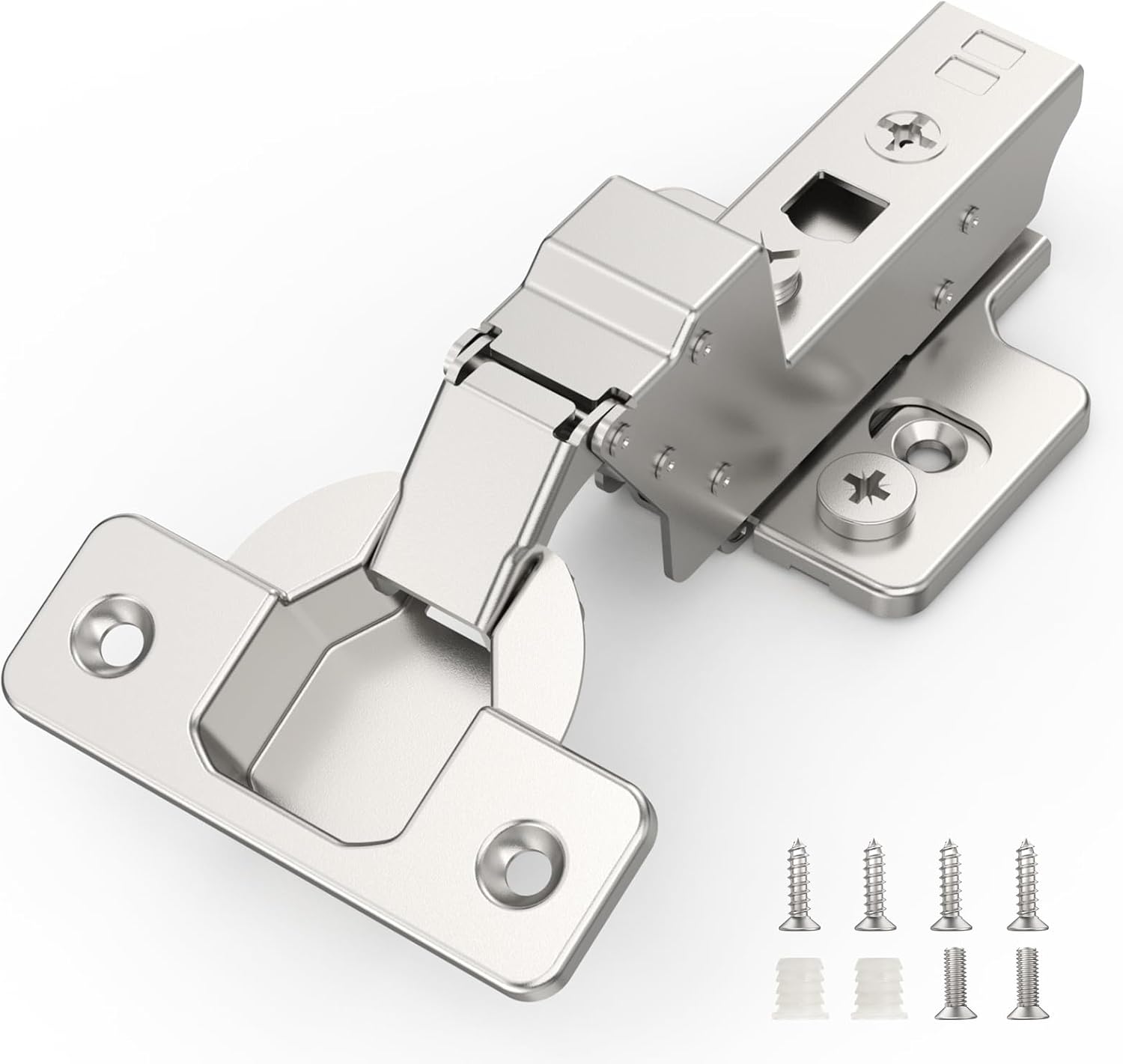 Chibery 20 Pack 120° Inset Frameless Soft Close Cabinet Hinge, Euro Concealed, 45mm, Easy Mounting Base, 3D Adjustable Clip-On Plate, Slow Shut, Crash Prevention Cupboard Heavy Door Replacement 20 Inset