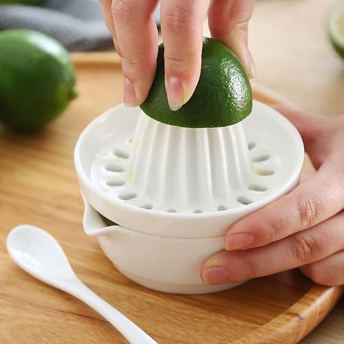 Miniatura 3 de Sizikato Exprimidor manual de porcelana blanca Exprimidor de frutas de naranja limón casero.