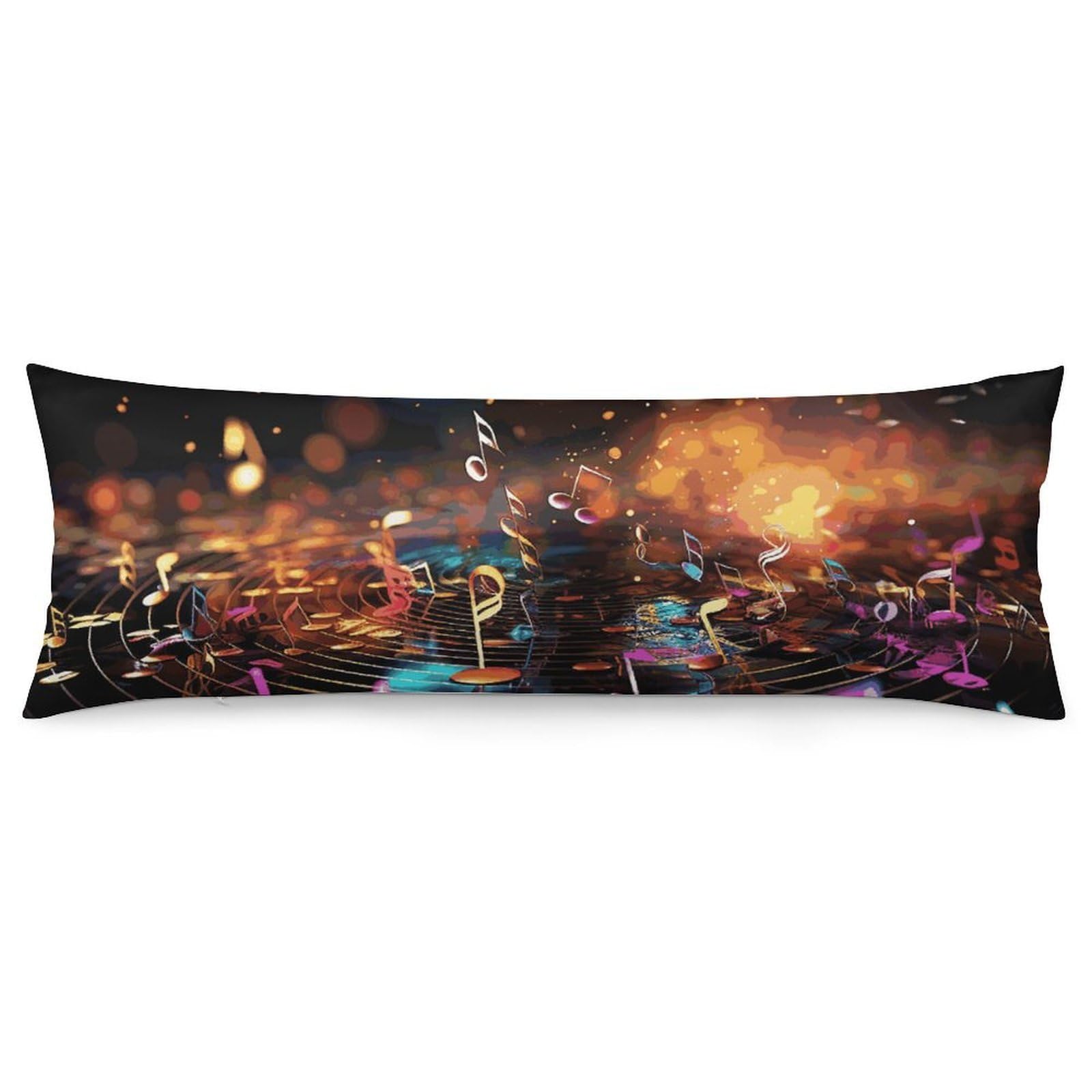 2 Pack Pillow Cases for Hair and Skin, Soft Breathable Pillow Case Covers with Hidden Zipper, Colorful Music Notes Pillowcase 20"x54" Pillow Covers for Sleeping Gift