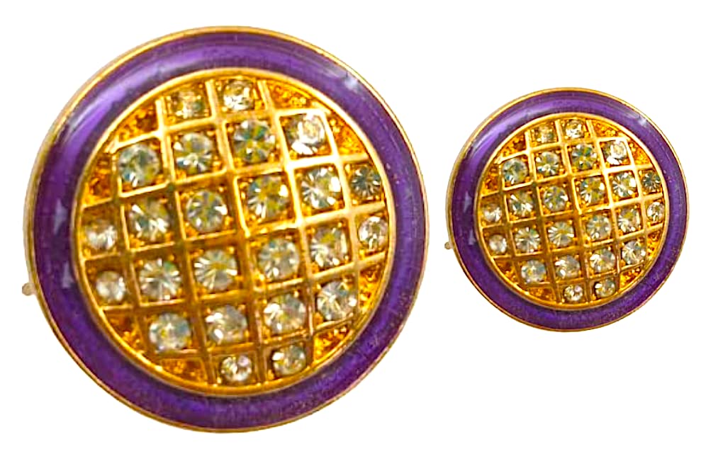 Ani accessories Pack of 16 8 Big and 8 Small Classic Enameled Crystal Rhinestone Metal Button for Coat Blazer Suit, Sherwani and Indian Dresses Sports Coat Size (30L & 34L) (Purple)-picture-17