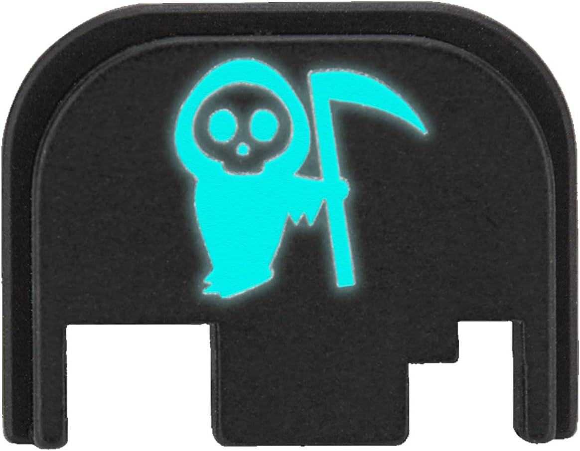 NDZ Performance Glow in The Dark Slide Cover Back Plate for Glock Gen 1–5 & 43, 43X, 48 – Anodized Aluminum with Engraved Fill, Multiple Designs & Colors
