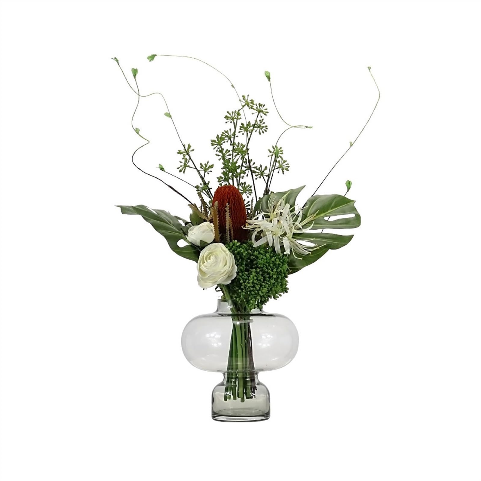 Z4T8M2K6G5 Artificial floral arrangement Fashion Minimalist Floral Arrangements Living Room Entryway Coffee Table Hotel Light Luxury Simulation Flower Bouquet Glass Vase