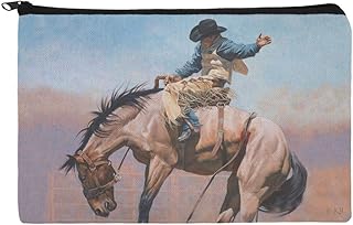 Saddle Bronc Horse Cowboy Riding Rodeo Event Makeup Cosmetic Bag Organizer Pouch
