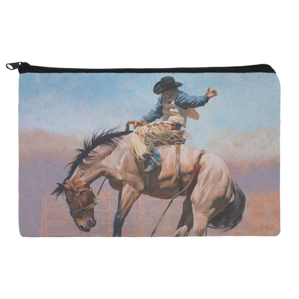 GRAPHICS & MORE Saddle Bronc Horse Cowboy Riding Rodeo Event Makeup Cosmetic Bag Organizer Pouch