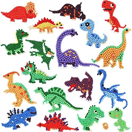 18er Pack Diamond Painting Dinosaurier Kinder, 5D Diamand Painting Set für Kinder Mädchen Junges, Diamant Painting Bilder Kinder, Diamond Painting Kleine Bilder, Diamond Painting Kinder Sticker Cover