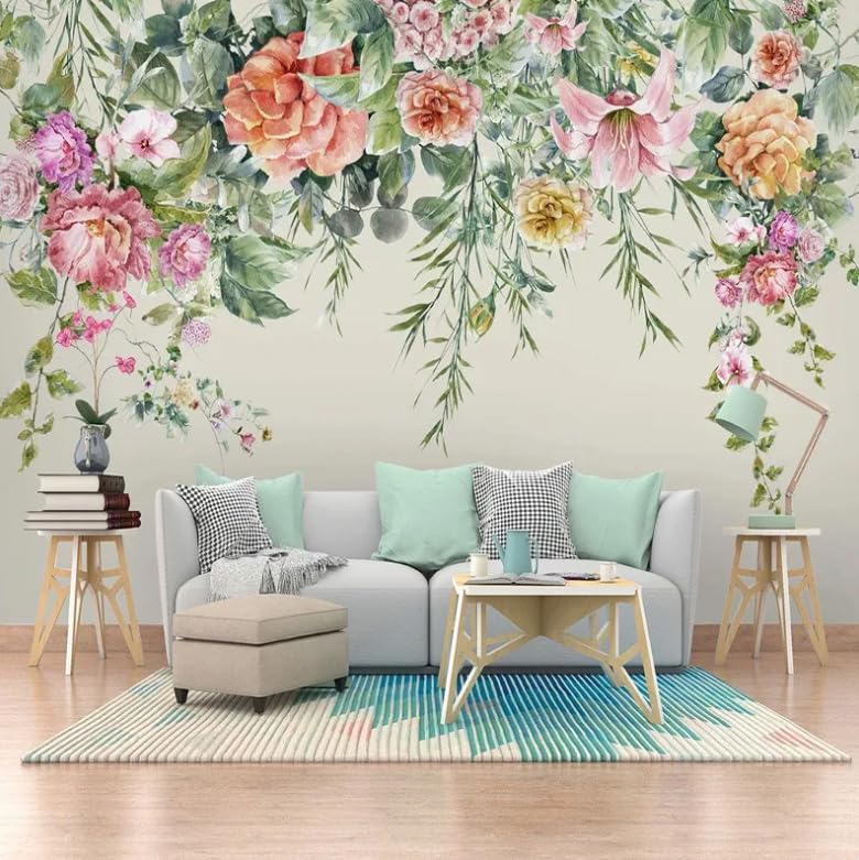Papier peint panoramique fleurs 3D style pastoral pour mur élégant