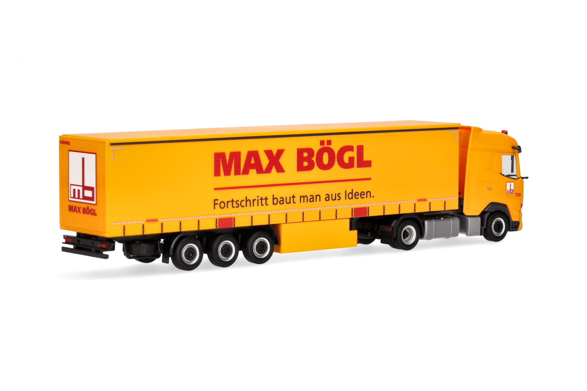 Herpa model ciężarówki DAF XG naczepa plandekowa „Max Bögl”, miniatura w skali 1:87, model kolekcjonerski, wyprodukowano w Niemczech, tworzywo sztuczne