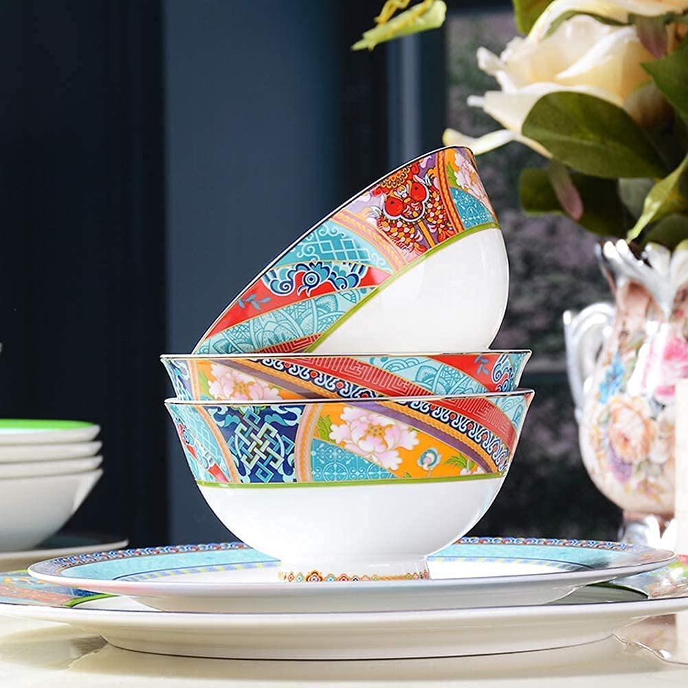 Ceramiczne zestawy zastawy stołowej – nadaje się do kuchenki mikrofalowej i zmywarki, porcelanowy zestaw naczyń, talerze i miski, elegancka zastawa stołowa do domowej restauracji i na imprezy