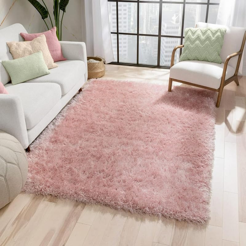 Image of Square Plain Fur Rugs Bedroom Home Decor Decor and Living Room 4x4 Feet Square Peach Pink
