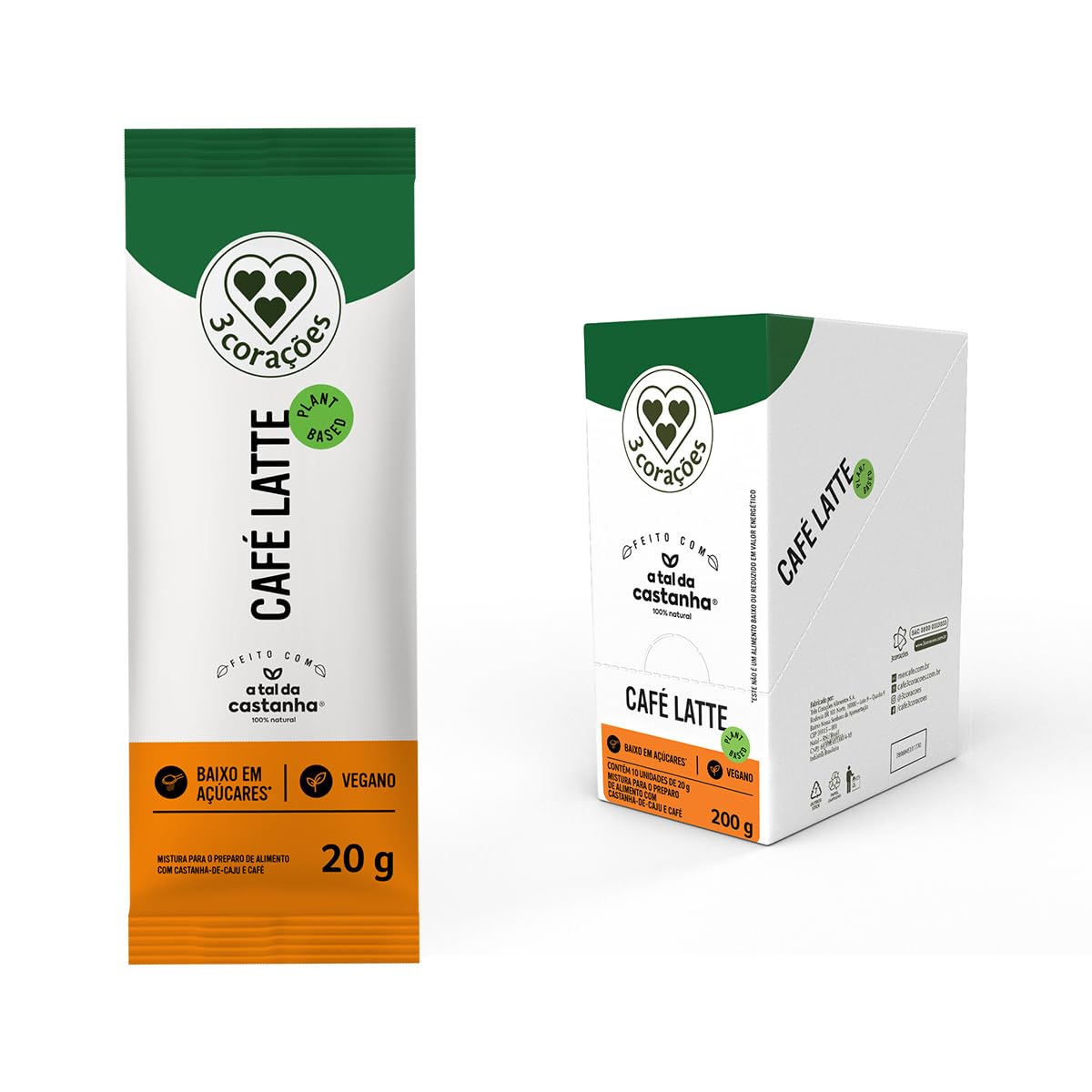3 Corações Bebida Vegetal Café Latte A Tal da Castanha, contém 10