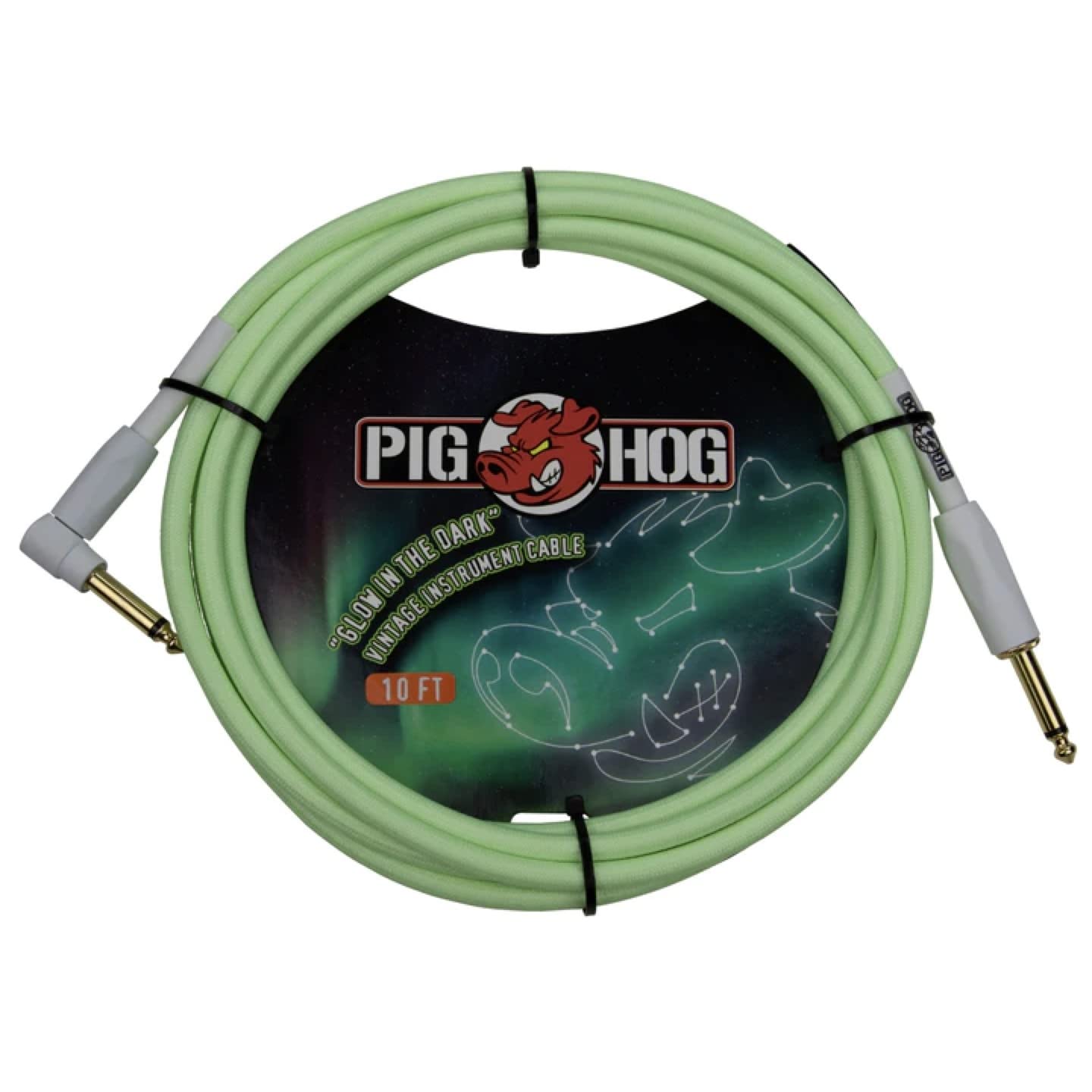 Pig Hog PCH10GLOR Glow In The Dark Instrument Cable, 10 Foot