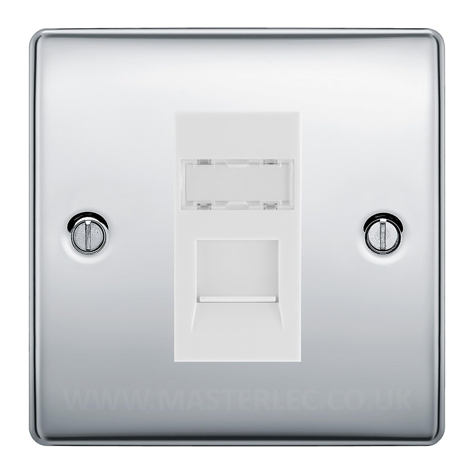 Polished Chrome Single 1 Gang RJ45 Data Socket White Insert NPCRJ451