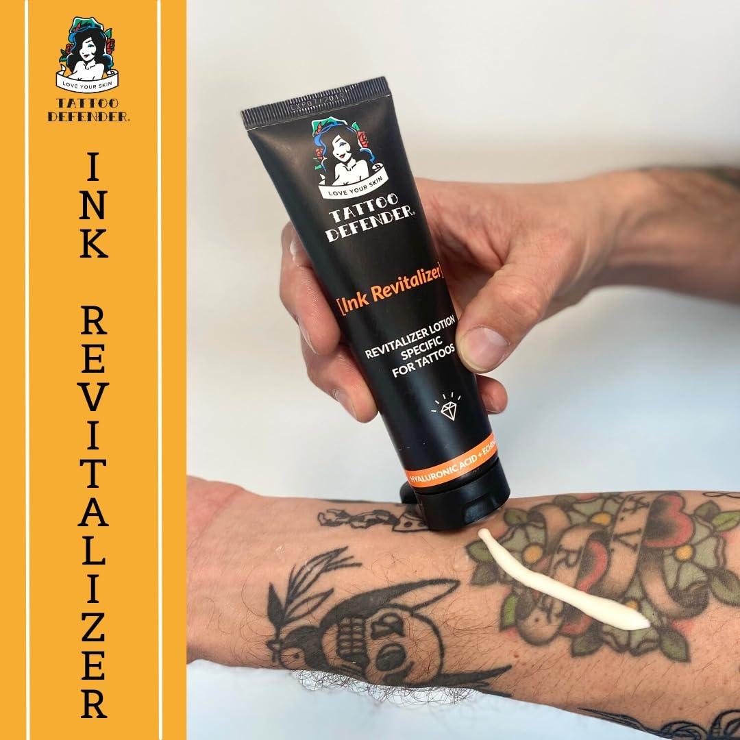 Tattoo Defender Ink Revitalizer 100 ml Crema Mantenimiento Tatuajes Refresca Colores Negro