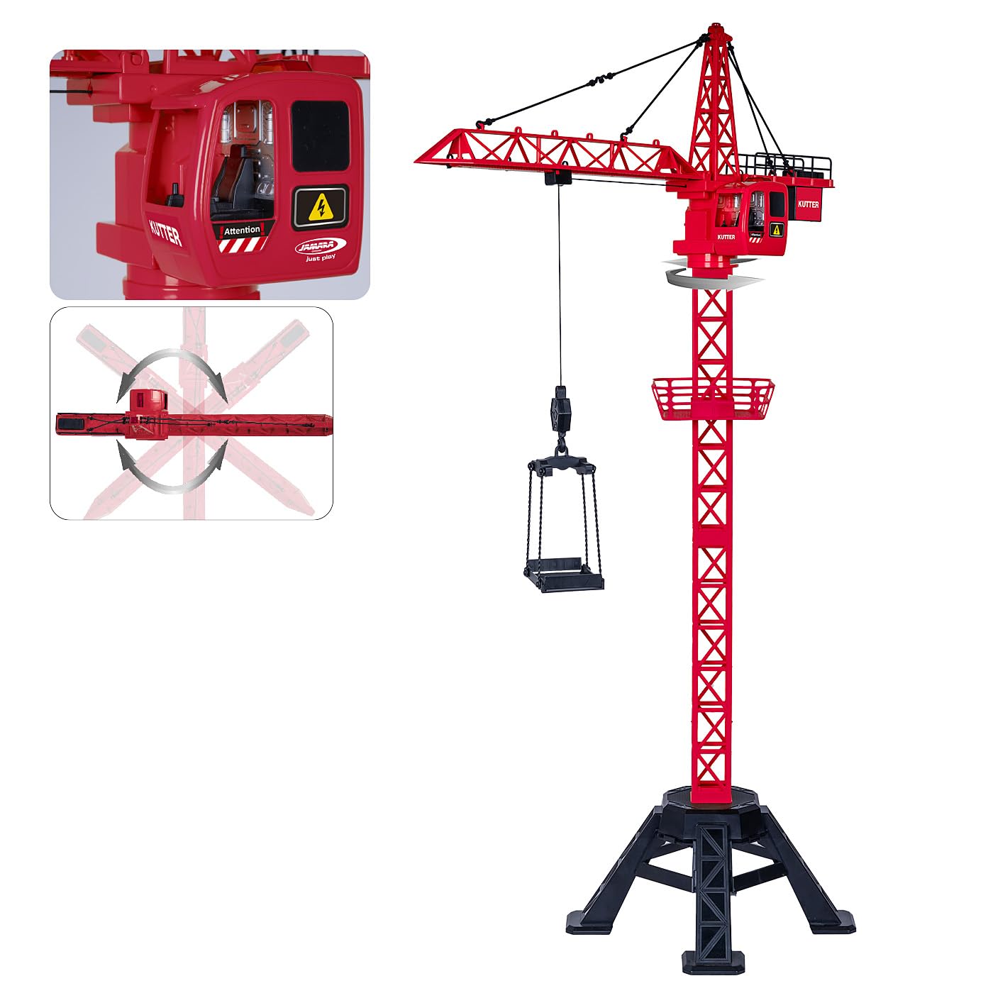 JAMARA 406321 Grúa giratoria XL 99 IR, grúa a Partir de 6 años, Juguete para niños teledirigido con Mando a Distancia, Idea de Regalo para niños, Gancho de Carga Arriba/Abajo, Giro sin Fin de Torre