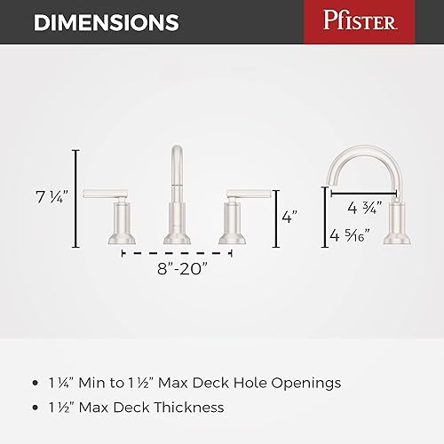 Miniatura 7 de Pfister Capistrano LF049CSOGS - Grifo para lavabo de baño, 8 pulgadas de ancho, 2 asas, 3 agujeros, acabado de níquel cepillado de defensa contra