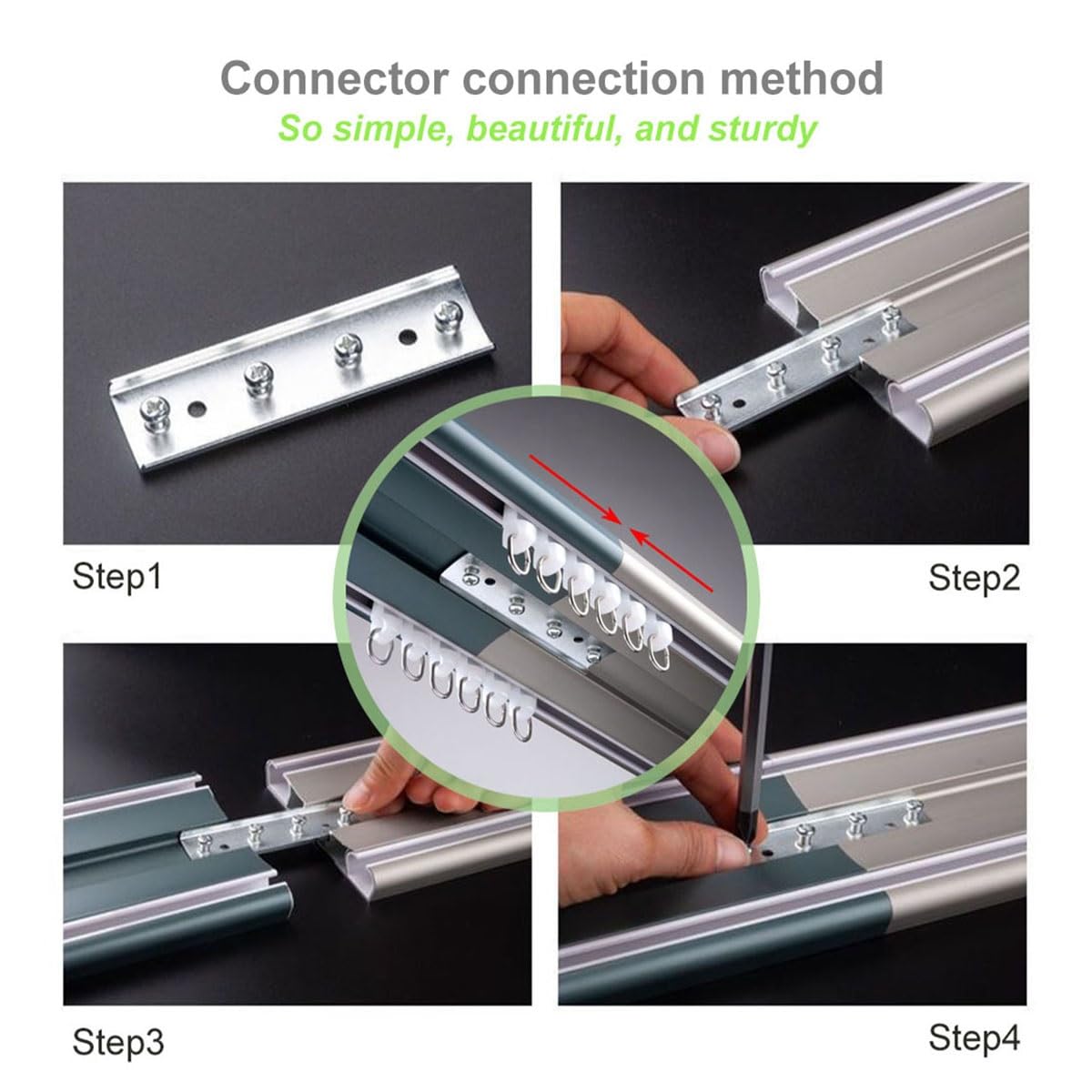 Generico Binario per Tenda Doppio, Binario per Tenda da soffitto in Alluminio, Binario per Tenda Resistente, 1-5 m, Personalizzabile, Adatto per Soggiorno, Bagno