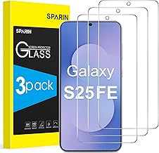 SPARIN Pack of 3 Tempered Glass Screen Protectors for Samsung Galaxy S25 FE Fingerprint ID Compatible, HD Clear, 9H Hardness, 6.7 Inches, Anti-Scratch