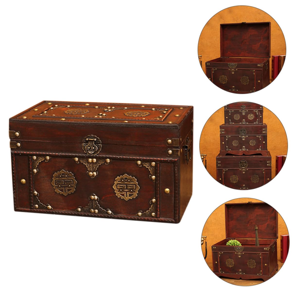 INOOMP Retro Aufbewahrungsbox Vintage Schatzkiste Klein Robuste Dekorationsbox für Schlafzimmer und Wohndeko
