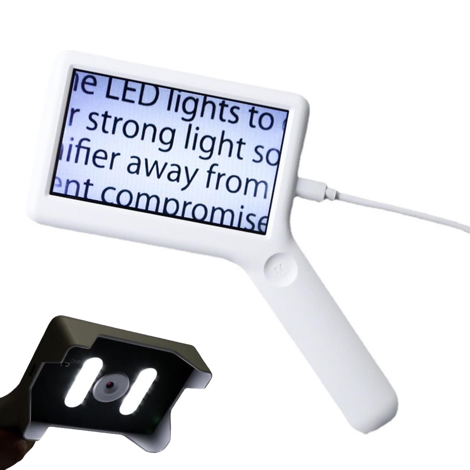 Lupa digital de mano de 4.3 pulgadas, ayuda de lectura electrónica ajustable 3X-10X con 6 luces LED para personas mayores y lectura de impresión fina