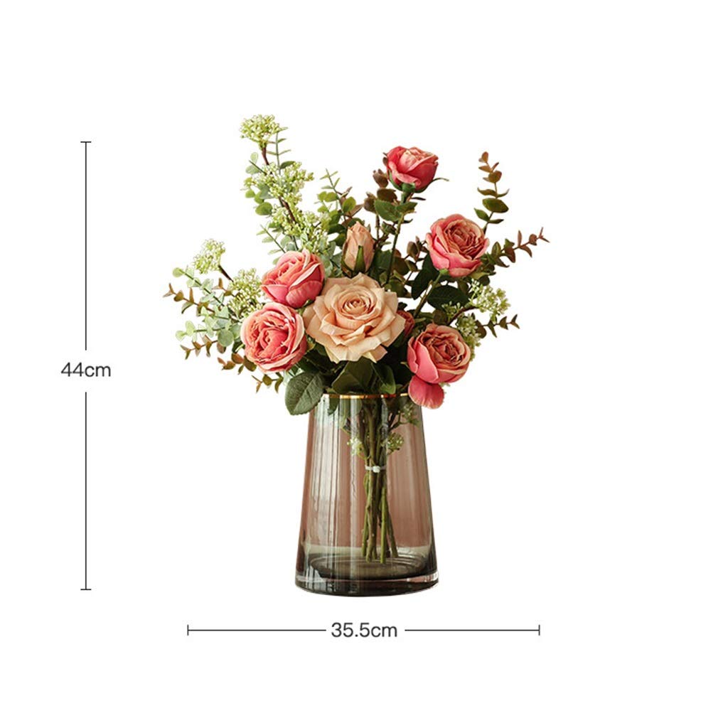 YYDS Set di vasi di fiori artificiali con vaso di vetro Set di fiori finti piante mazzi di fiori finti per la casa/camera da letto/salotto/sala da pranzo decorazione fiori artificiali