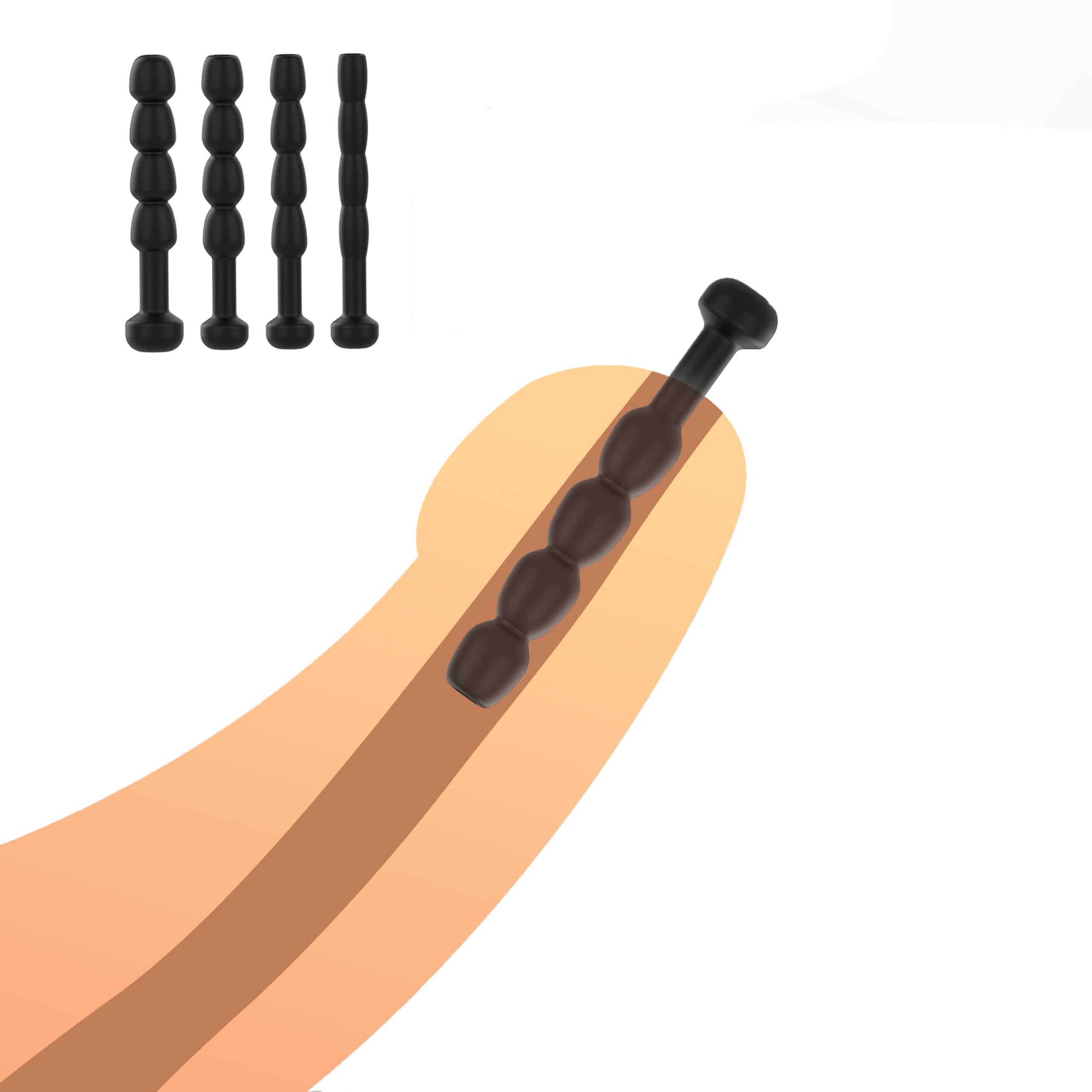 Male Masturbation Penis Plug Training for Men, Short Smooth Silicone Stimulatior, Hollow Design Insert Plug, Phallus Expansion Penis Delay Trainer with Multi Beads (4PCS(for Beginner))